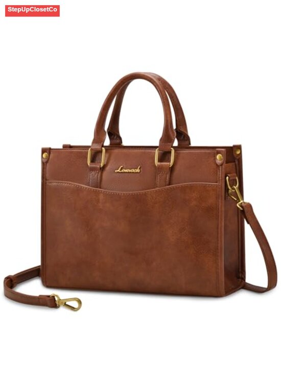 Handbags - Vintage Color Block Satchel Tote Bag, Vegan Leather Top Handle Crossbody